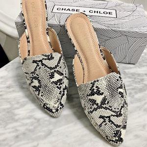Brand NEW Snakeskin Mules / Flats by Chase + Chloe